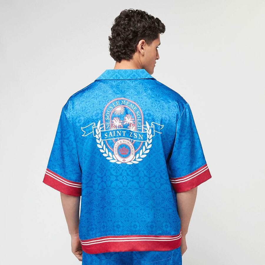 Zəяo si:x nœf Primary Logo Ornament Resort Shirt Men Overhemden blauw Maat XL Kleding - Foto 3