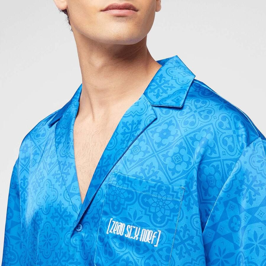 Zəяo si:x nœf Primary Logo Ornament Resort Shirt Men Overhemden blauw Maat XL Kleding - Foto 2
