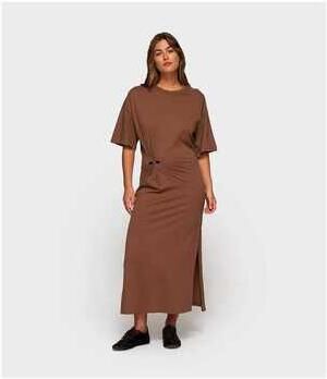 10 Days Jurk Tee Dress Gathering Brown