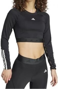 Adidas Hyperglam Long Sleeve Crop Top Black White- Dames Black White