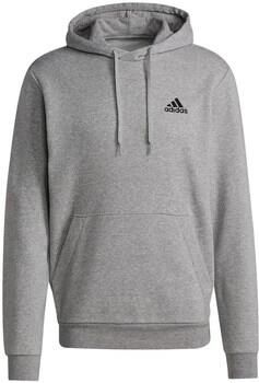 Adidas Grijze Fleece Hoodie met Verstelbare Capuchon en Voorzak Grijs Heren