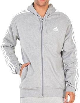 Adidas Grijze hoodie met volledige rits en iconische strepen Grijs Heren - Foto 3