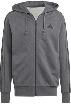 Adidas Grijze French Terry 3-Stripes Rits Hoodie voor Heren Grijs Heren