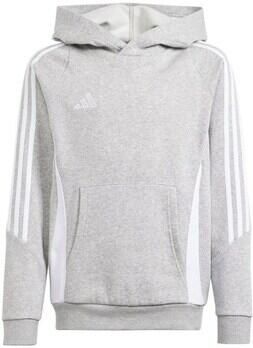 Adidas Performance Junior sporthoodie Tiro24 lichtgrijs wit Sportsweater Jongens Meisjes Katoen Capuchon 140