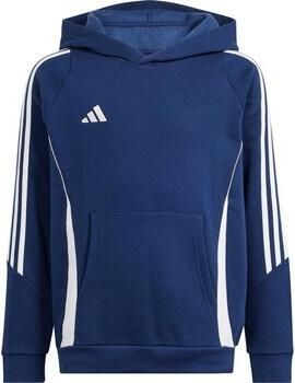 Adidas Performance Junior sporthoodie Tiro24 donkerblauw wit Sportsweater Jongens Meisjes Katoen Capuchon 140