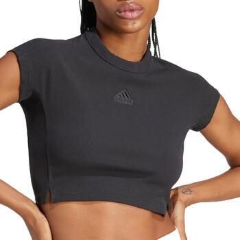 Adidas Lounge Ribbed Crop T-shirt Zwart- Dames Zwart - Foto 8