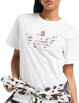 Adidas Originals Western Trefoil Boyfriend T-Shirt White- Dames White