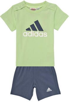 Adidas Sportswear T-shirt + short lichtgroen donkerblauw Shirt + broek Katoen Ronde hals 104 - Foto 3