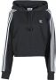 Adidas Zwarte Crop Hoodie met Geribbelde Boorden Black Dames - Thumbnail 1