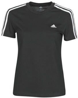 Adidas loungewear essentials slim fit 3 stripes shirt zwart dames