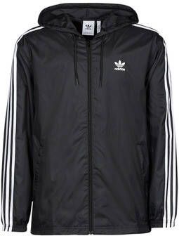 Adidas Zwarte Windbreaker Jas met 3 Strepen Black Heren