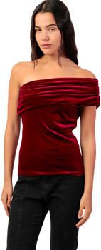 Admas Blouse Asymmetrische fluwelen top Velour And Lace