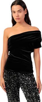 Admas Blouse Asymmetrische fluwelen top Velour And Lace