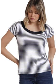 Admas Blouse Rayas T-shirt met slipe mouwen en ronde hals