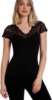 Admas Blouse T-shirt met slipe mouwen van kant Puntilla
