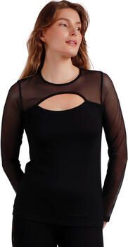 Admas Blouse Top met lange mouwen en open tule kraag Christmas
