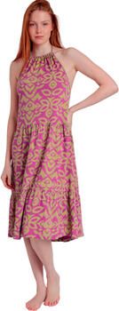 Admas Jurk Zomerse halflange halterjurk Pink And Green