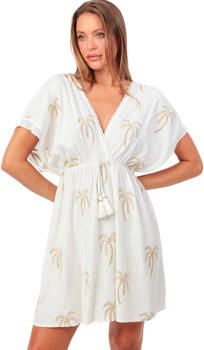 Admas Korte Jurk Strandjurk met slipe mouwen Golden Palms