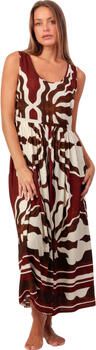 Admas Lange Jurk Zomerse maxi jurk Brown Leaves