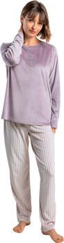 Admas Pyjama's nachthemden Fluwelen pyjama met broek en top lange mouwen Stripes