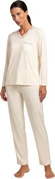 Admas Pyjama's nachthemden Pyjama met broek en top lange mouwen Luxury Pearl