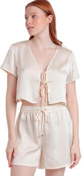 Admas Pyjama's nachthemden Pyjamashortje satijn hemdje met stropdas Sweet Luxe