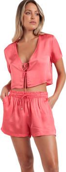 Admas Pyjama's nachthemden Pyjamashortje satijn hemdje met stropdas Sweet Luxe