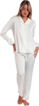 Admas Pyjama's nachthemden Satijnen pyjamashirt en afneembare verenbroek Plumas Marabu