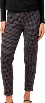Admas Slim fit broeken Stretch broek met houndstooth motief Granate