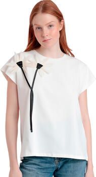 Admas T-shirt Korte Mouw T-shirt met slipe mouwen Flor Aplicada