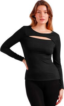 Admas T-Shirt Lange Mouw Top met lange mouwen Agujero Rib