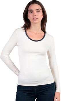 Admas T-Shirt Lange Mouw Top met lange mouwen en ronde hals Canale Contraste