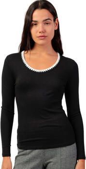Admas T-Shirt Lange Mouw Top met lange mouwen en ronde hals Canale Contraste