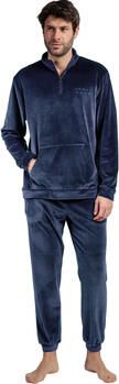 Admas Trainingspak Pyjama broek sweatshirt hoge kraag rits Corduroy