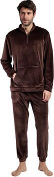 Admas Trainingspak Pyjama broek sweatshirt hoge kraag rits Corduroy
