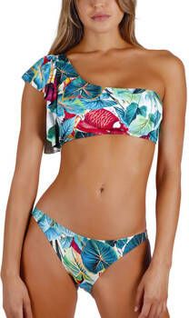 Admas Bikini Tweedelig asymmetrisch bikinisetje met ruches Tropical