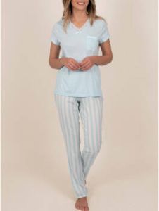 Admas Pyjama's nachthemden Homewear pyjama broek t-shirt Classic Stripes blauw