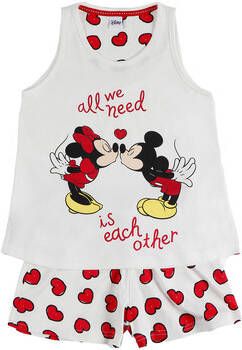 Admas Pyjama's nachthemden Korte meisjespyjama tanktop Love Mouse Disney ivoor