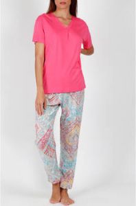 Admas Pyjama's nachthemden Pyjama broek t-shirt Colored Diamonds roze