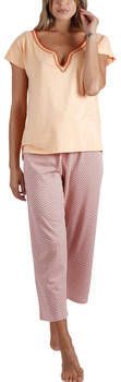 Admas Pyjama's nachthemden Pyjama's loungewear palazzo broek t-shirt Orange Missoni