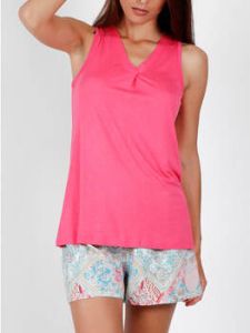 Admas Pyjama's nachthemden Pyjamashort tanktop Colored Diamonds roze