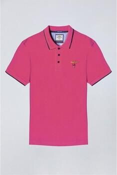 Aeronautica militare Korte mouw katoenen polo in Magenta Pink Heren