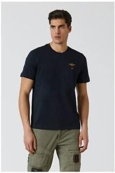 Aeronautica militare Basis Katoenen Ronde Hals T-shirt Blauw Blue Heren