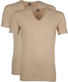 Alan Red T-shirt T-Shirt V-Neck Stretch Beige 2-Pack
