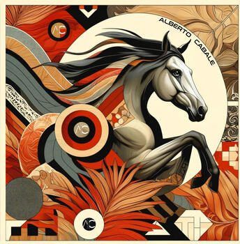 Alberto Cabale Sjaal Grote vierkante zijden Fire Horse Zoé