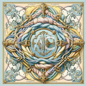 Alberto Cabale Sjaal Grote vierkante zijden Spring Rope Zoé