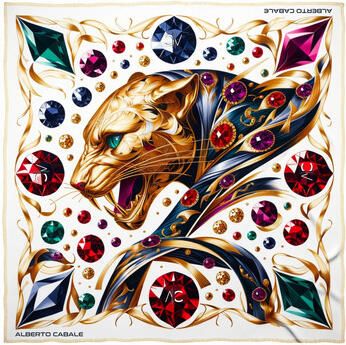 Alberto Cabale Sjaal Grote zijden vierkant Metal Panther Zoé