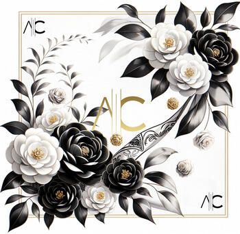 Alberto Cabale Sjaal Zijde vierkantje Black Roses Cléo