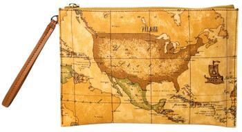 Alviero Martini 1a Classe Eco-Lederen Trim Katoenen Clutch Brown Dames - Foto 4