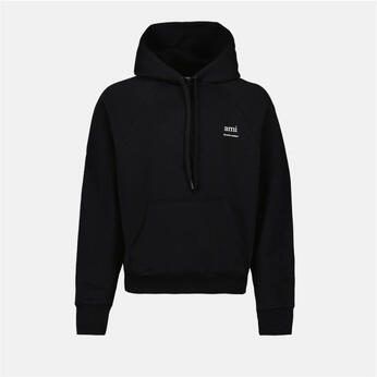 Ami Paris Hoodie met Raglanmouwen en Kangoeroezak Black - Foto 8